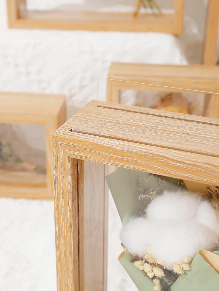 Cadre photo en bois - Bouquet de fleurs séchées