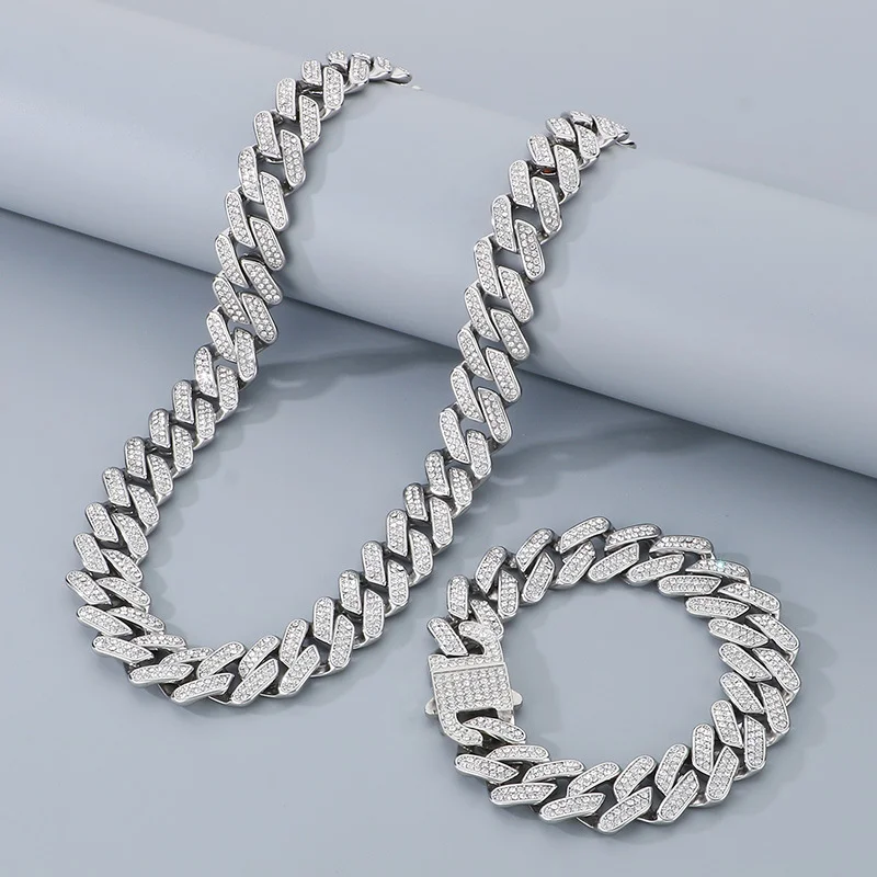 Fongten Wunderschönes Palast-Herrenarmband, trendige kubanische Kette aus Edelstahl, Modeschmuck-Set, Valentinstagsgeschenk im Großhandel – Detail 2