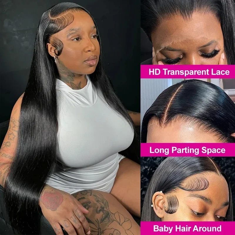 30 Inch 250%Density HD Lace Frontal 13X4 13X6 Human Hair Wigs Brazilian 5x5 Glueless Bone Straight Lace Front Wig For Women