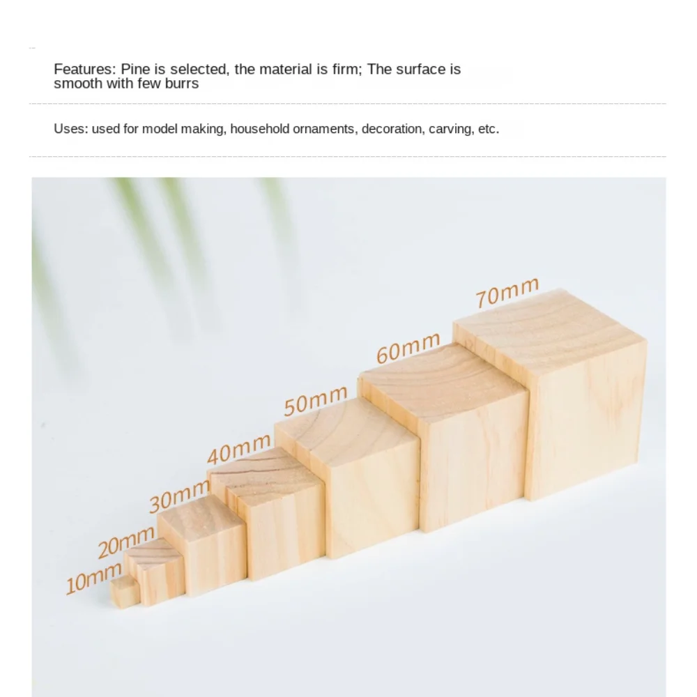 Building Blocks Wooden Toys Wooden Blocks Wooden Stacking Toys Stacking Blocks 10pcs Natural Wooden Cube Building Block Unfinished Blank Handmade Material Woodwork Craft Kindergarten Model