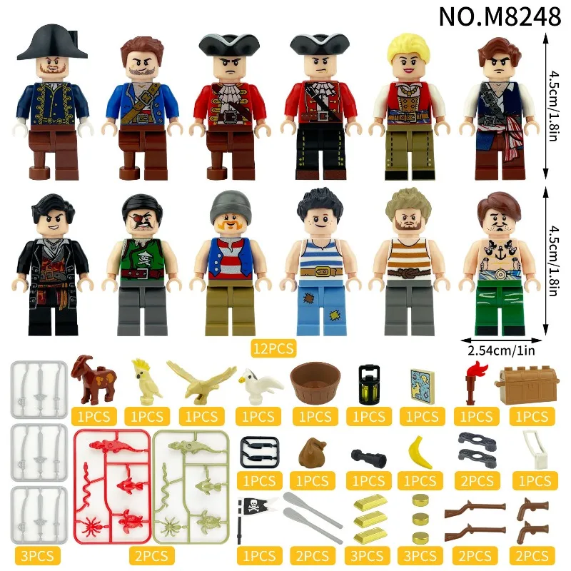 지에마오 M8248 내해섬 갱 소형 입자 블록 조립 어린이 장난감 해외 도매 염소 앵무새