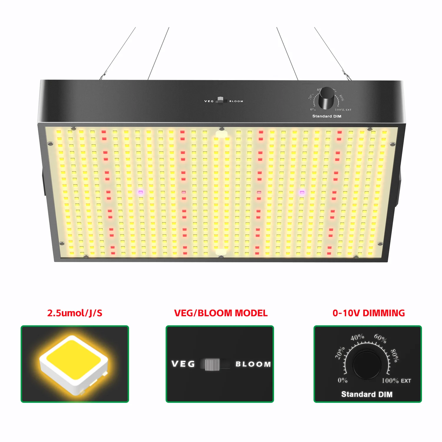 

LED Grow Light Sam-Sung Dimmable 1000W Full Spectrum Grow Light 572PCS LEDs High PPFD For 3x3FT Coverage, Veg and Blooming Model