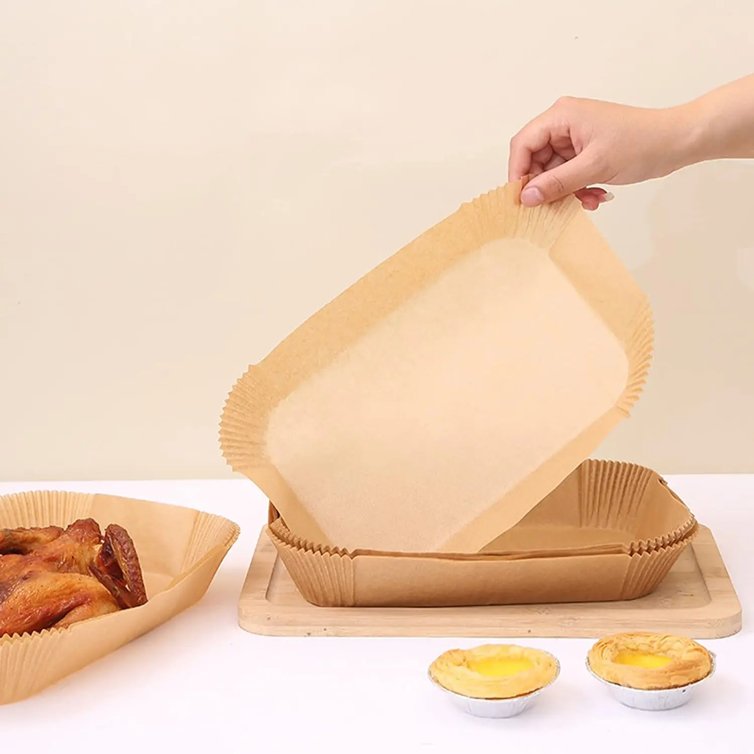 Air Fryer Paper Liners Non-Stick Oilproof Baking Paper Heat-Resistant Parchment Paper for Air Fryer Oven Steamer Microwave