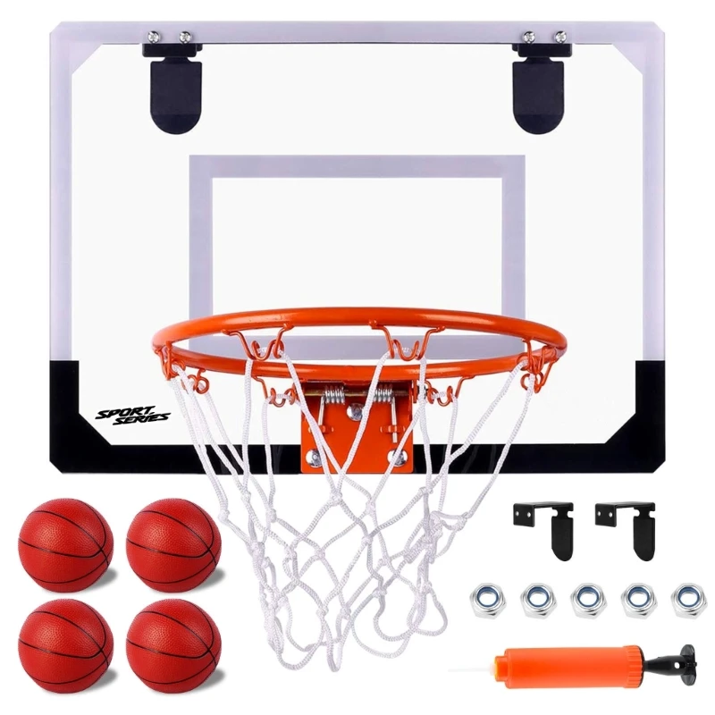 Over-The-Door Mini Basketball Hoop Includes Basketball & Hand Pump 2 Nets  Indoor Sports 