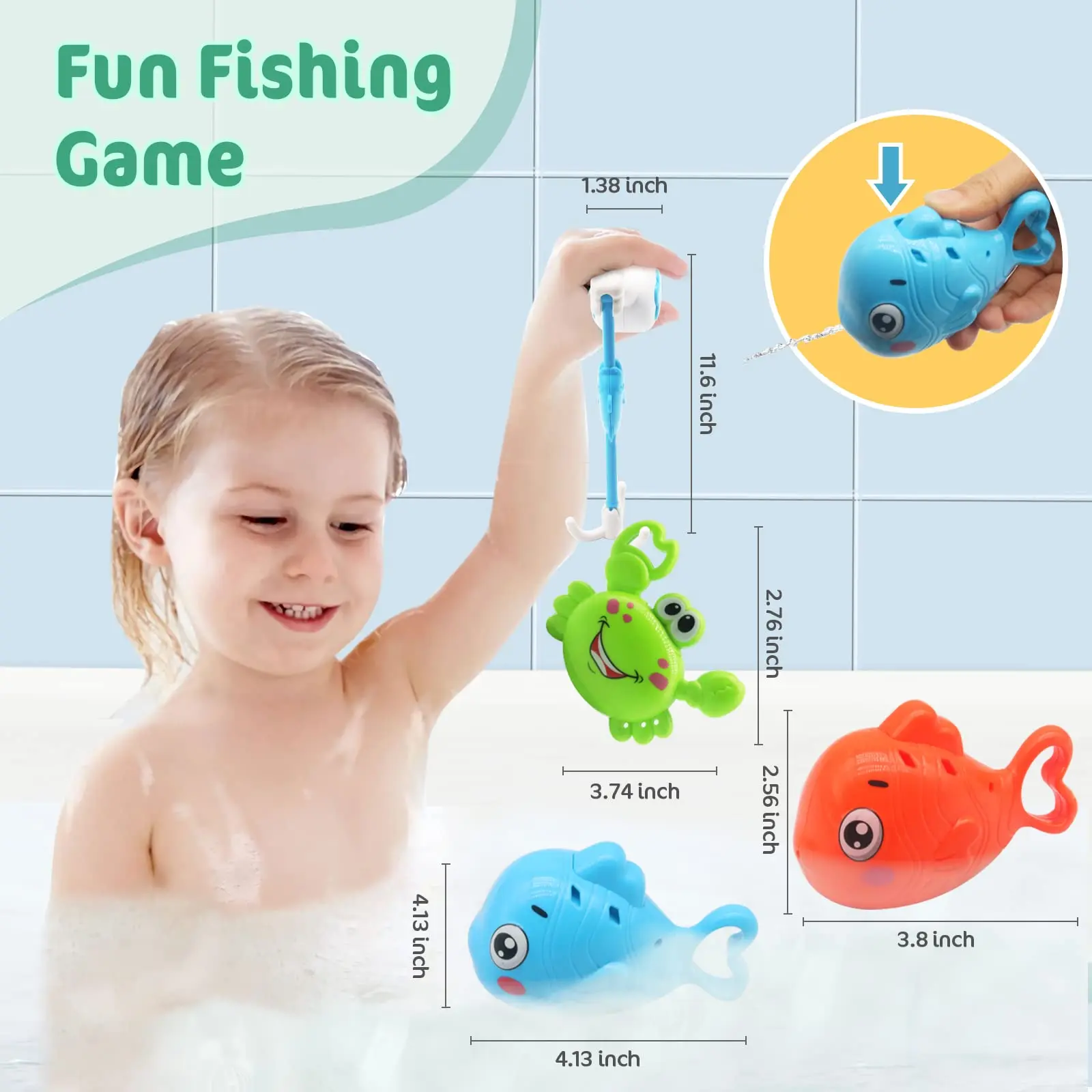 Bath Toys Set for Toddlers 1-3, Bath Toy Storage Bag Hooks,Baby Bathtub Toys with 36 Letters and Numbers,Shower Time
