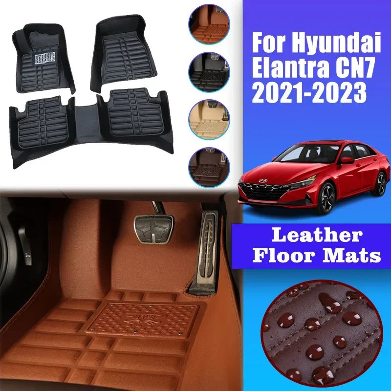 

LHD Car Mats Leather For Hyundai Elantra CN7 2021-2023 Avante i30 Sedan Floor Interior Spare Replacement Parts Car accessories