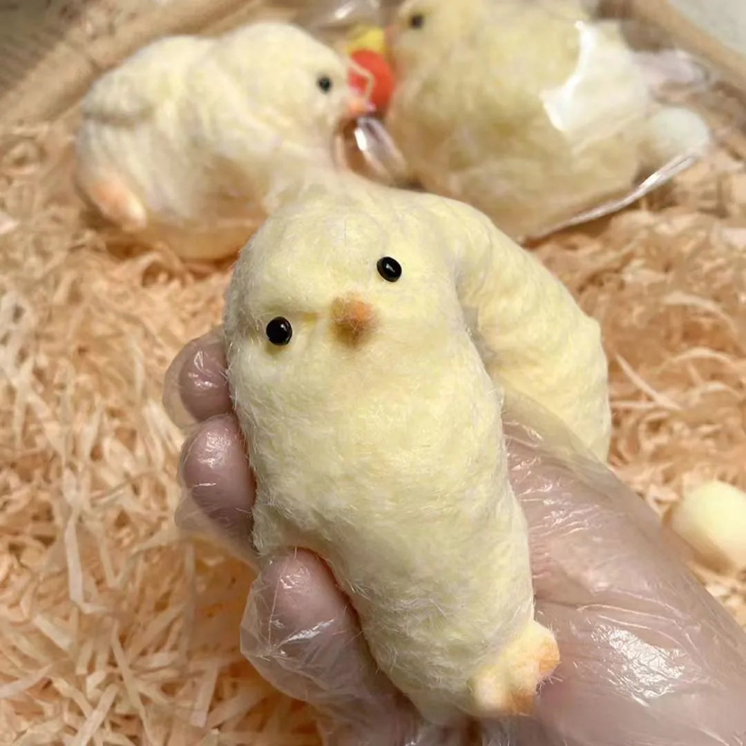 Handmade Yellow Big Chicken Plush Silicone Squishy Pinching Toys Cute Hen Chicks Taba Squeezing Toy Fuzzy Release Hand Stress 2