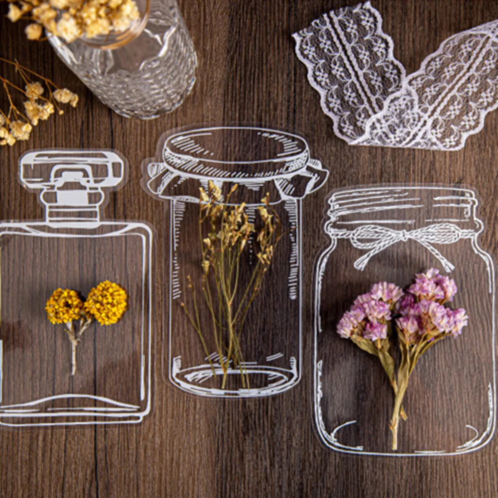 Bookmarks Stationery Supplies 20pcs Transparent Dried Flower Decorative Stickers Scrapbook