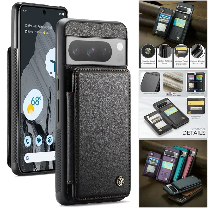 Premium Magnetic Flip Leather Wallet Phone Case with Card Holder - Stylish Back Cover
