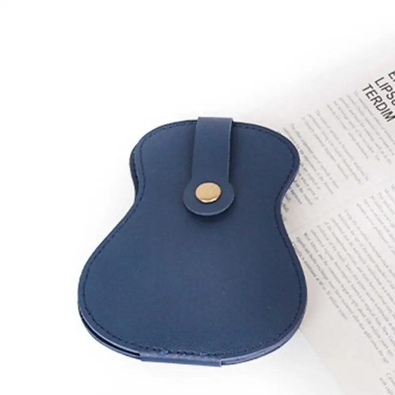 Guitar Shaped Pick Holder Lightweight Guitar Picks Holder Leather Pick Box Large Capacity Storage Bag With 18