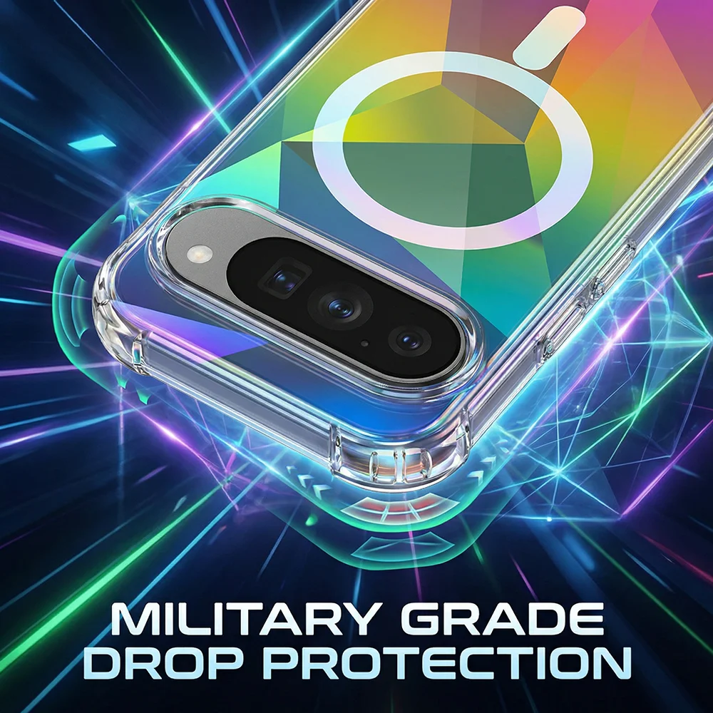 Colorful Magnetic Back Protective Case with Clear Rainbow Design