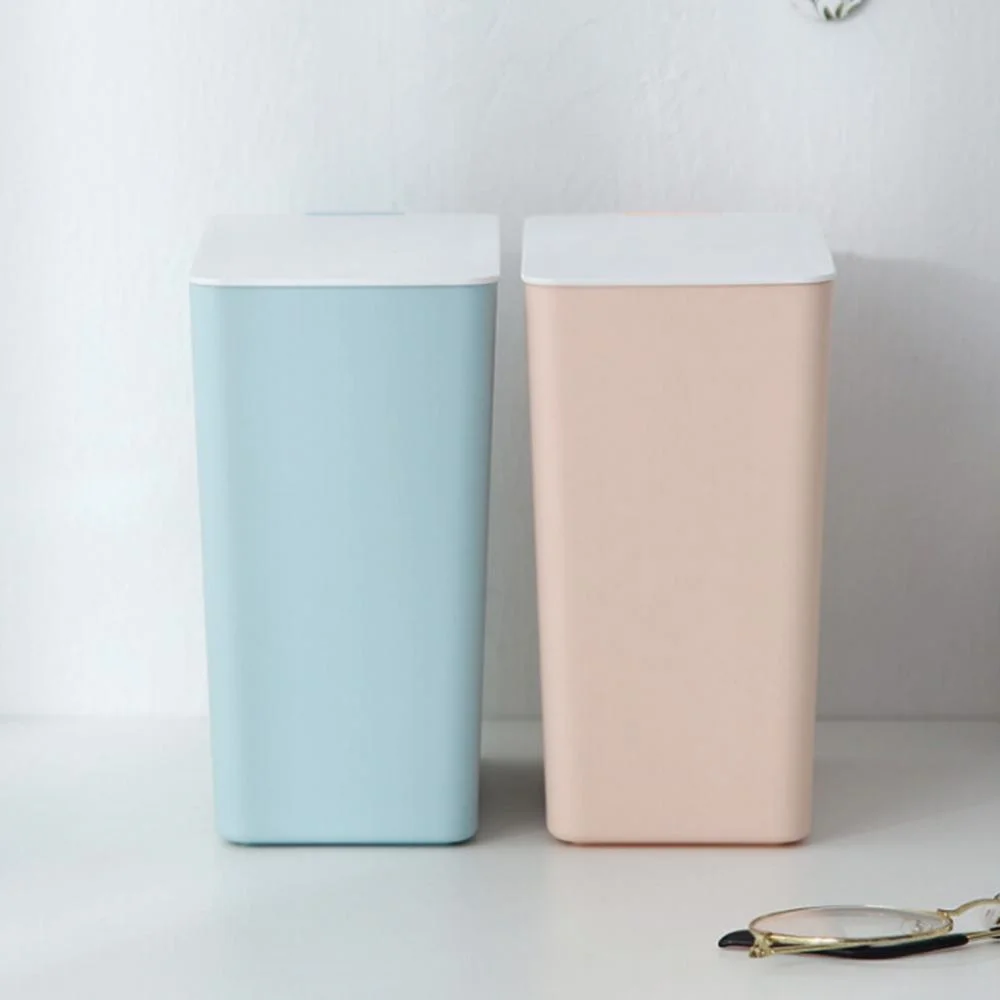 Desktop Plastic Trash Can Mini Solid Color Desktop Waste Nordic Style Trash Can Rubbish Holder Bin Storage Organizer