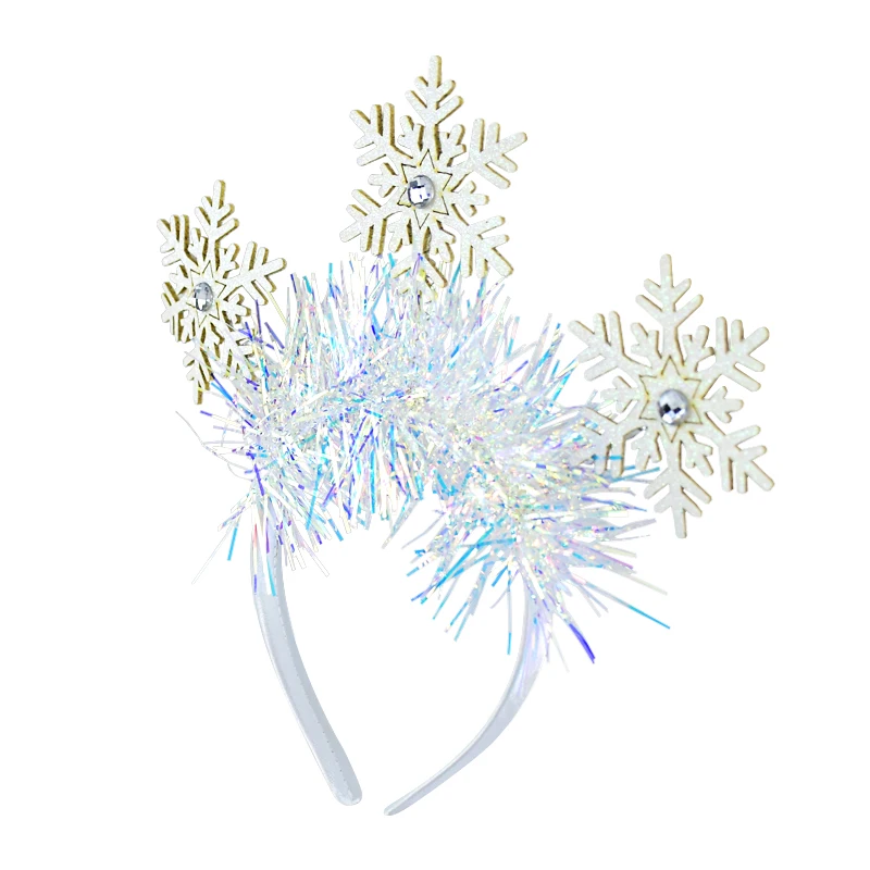 Weihnachten Glitzer Schneeflocke Stirnband Weihnachten Winter Haarschmuck Haarband Krone für Erwachsene Kinder Partygeschenke Weihnachtsgeschenk – Detail 1