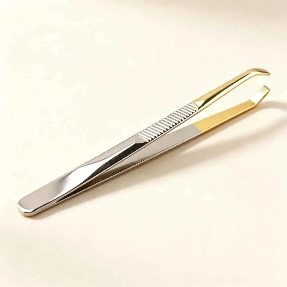 1PCS 눈썹 핀셋 제모 도구 스테인레스 스틸 곡선 팁 반금도금 눈썹 핀셋