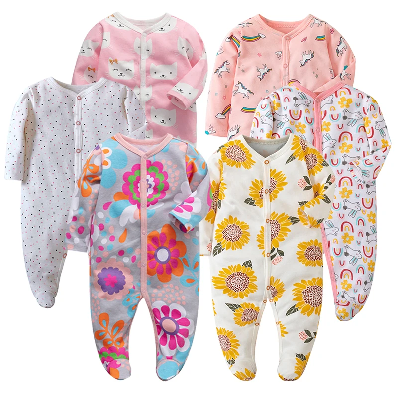 6 pieces Baby Girl Clothes New 0-12Months Born Baby Boy Clothes Long Sleeve Autumn Footie Jumpsuits Romper Outfits Baby Clothing