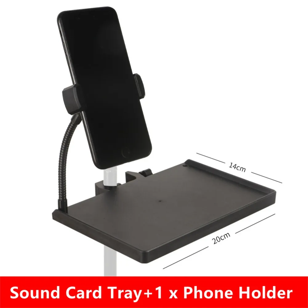 Microphone Stand Sound Card Tray Bracket 6cm To 10cm Width Smartphone Devices Guitar Performance Live Smartphone Holder microphone stand