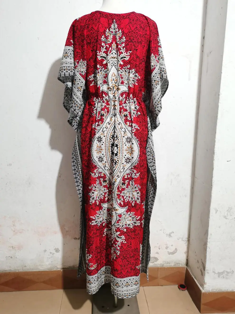 Sacbad1c0ff3c4bd799e0da20ccaf12c8u Bohemian V-neck Short Sleeve Beach Smock Dress Women Summer Loose Casual Sunscreen Print Boho Long Dresses For Women Mallzona