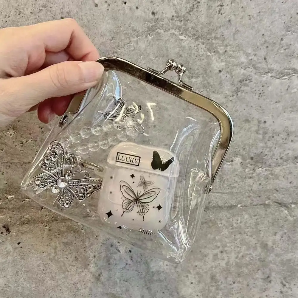 2024 Iron Mouth Clip Wallet Transparent Coin Purse Lipstick Credit ID Card Portable Bus Card Holder Multifunctional Change Purse 3