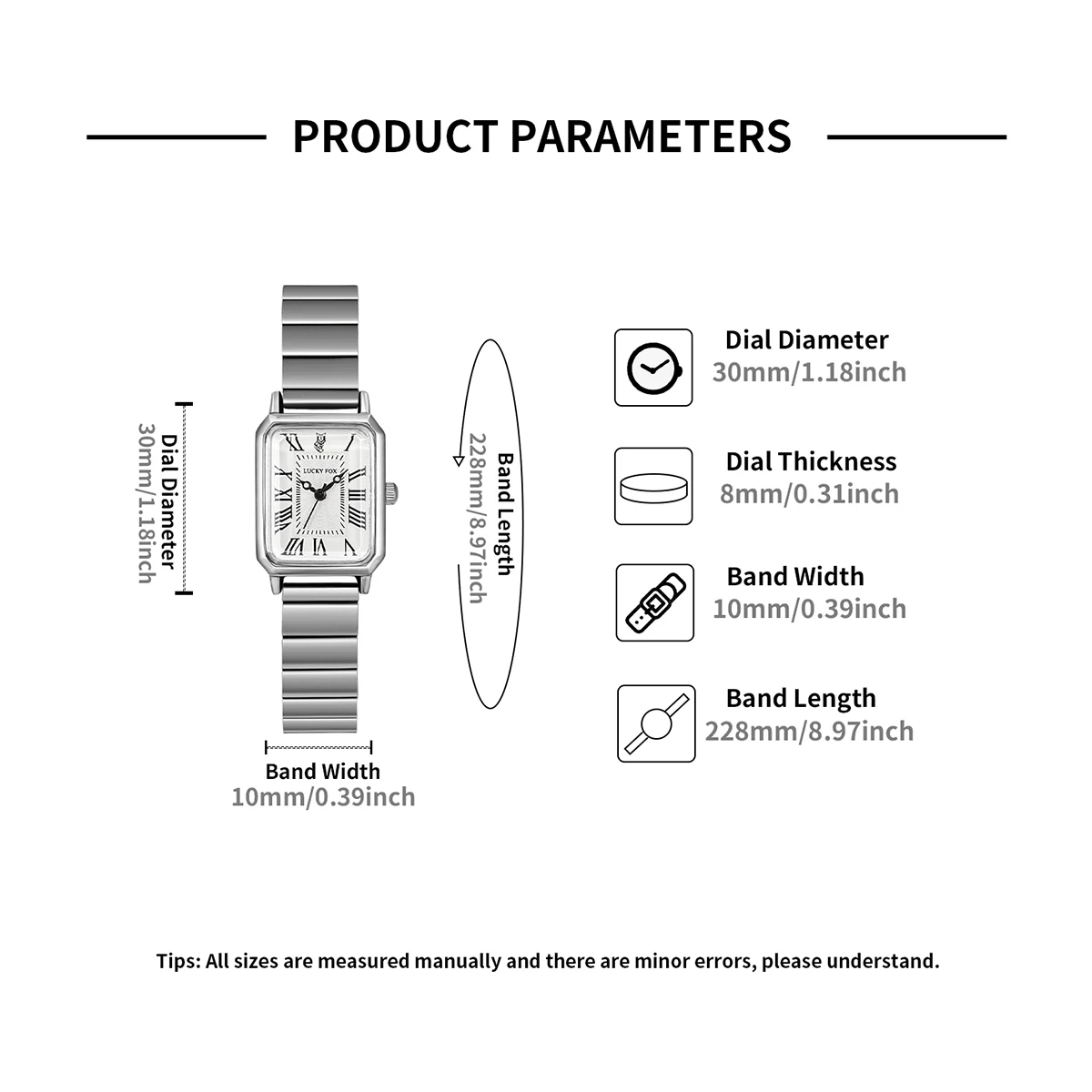 LUCKY FOX New Fashionable and Simple Women Watch Bracelet Jewelry Temperament Small Square Steel Strip Women Quartz Watch Reloj 6