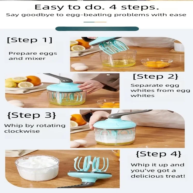 Egg Beater Hand Mixer Semi-Automatic Egg Whisk Milk Frother Handheld Mixer Hand Cranked Baking Tool
