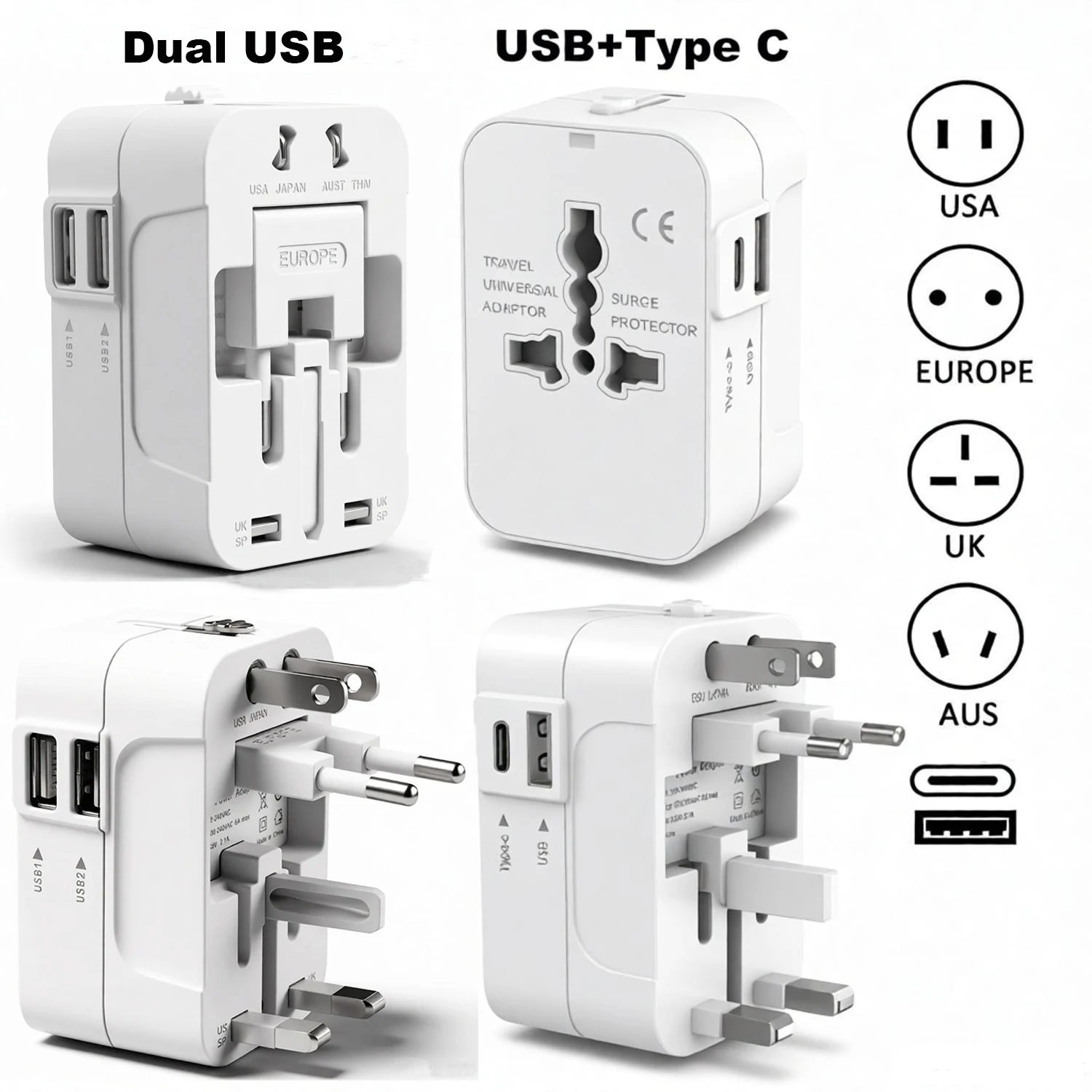 Universal Travel Power Adapter - All-in-One AC Charger & Outlet Converter