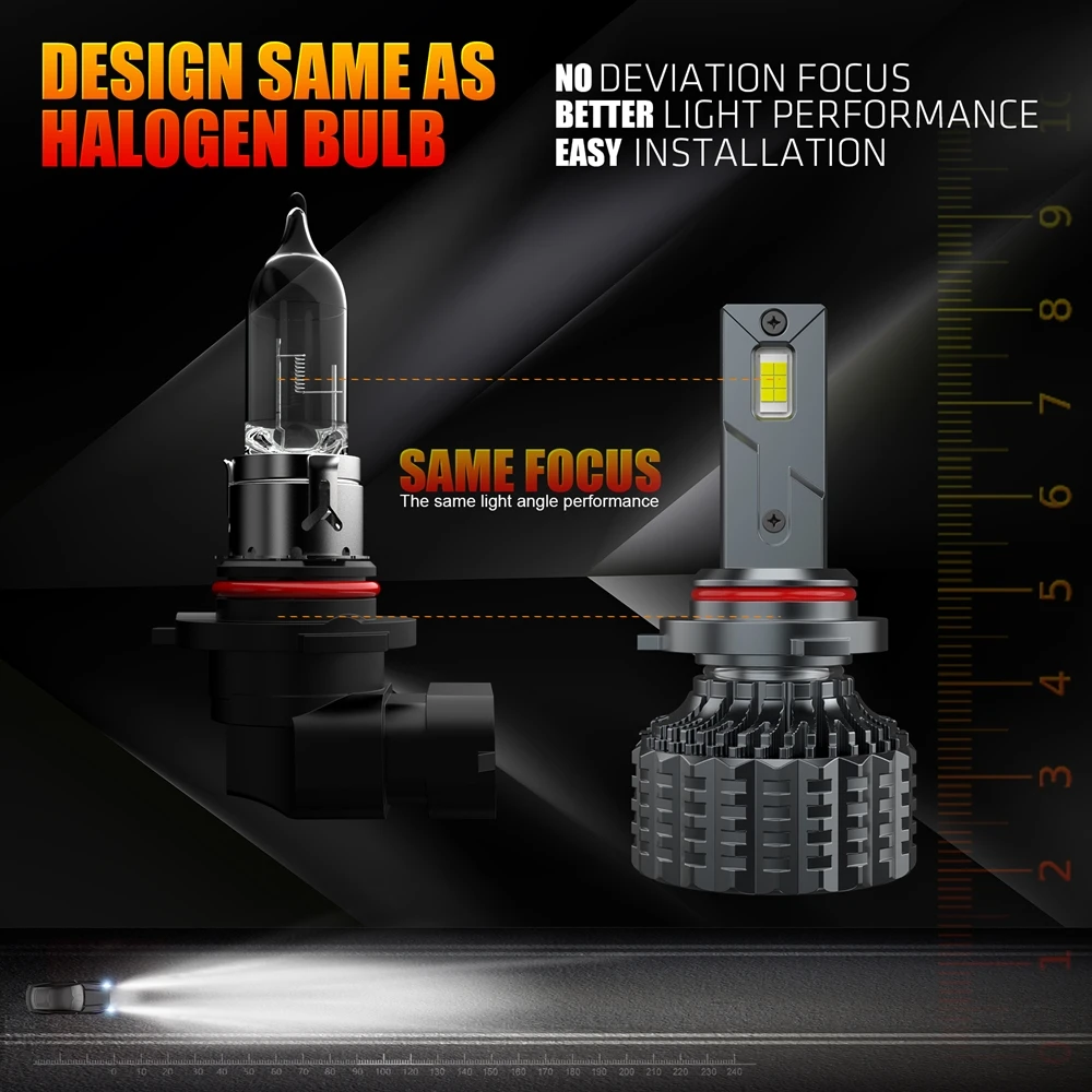 2PCS H4 Hi/Lo Beam LED Headlight H1 H3 H7 H9 H11 HB3 HB4 9006 9012 881 Auto Bulb 3000K 4500K 6000K White Car Fog Light Headlamps