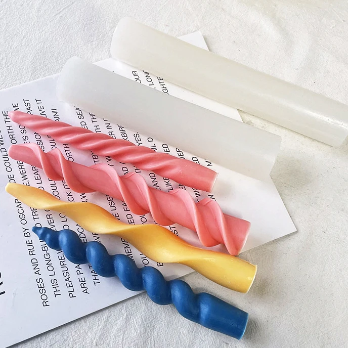 Spiral Long Pillar Silicone Candle Molds For Diy Handmade Romantic