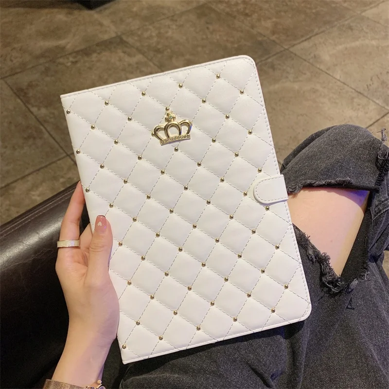 

For iPad 10th 9th Gen Luxury Plated Gold Crown Leather Flip Fold Cover for iPad Air 1 2 3 4 5 Pro 9.7 A1566 A1567 PRO 10.5 Mini6