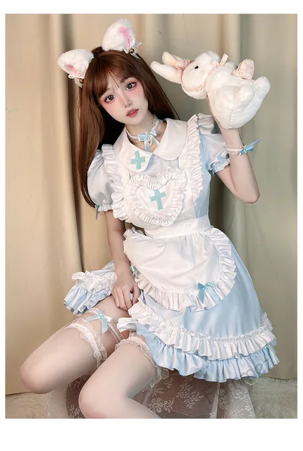 Lolita Vestido bonito rosa plissado empregada roupa kawaii arco nó gato  pata Menina japonesa JK cosplay trajes S-5XL diária uniforme festa