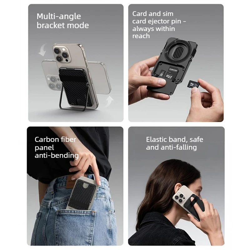 Sleek Magnetic Phone Holder with Multi-Functional Wallet & Anti-Lost Features