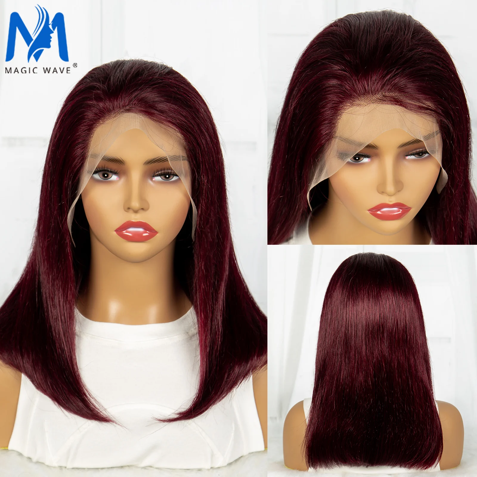 

Бордовый двойной натянутый прямой Боб человеческие волосы для черных женщин 13x4 фронтальная сетка 250% плотность красочные человеческие волосы парик предварительно выщипанные