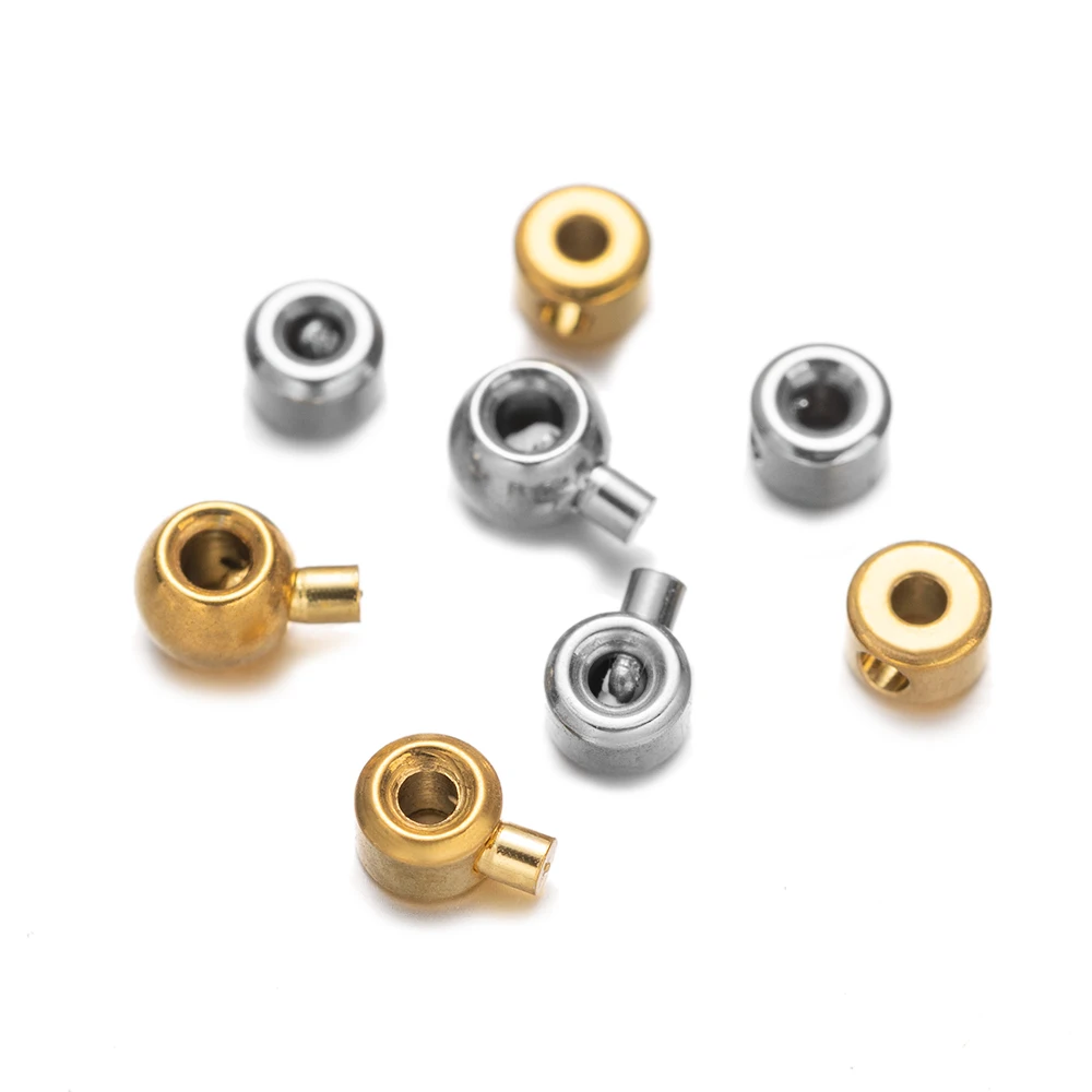 10 Teile/los Edelstahl Positionierung Stopper Spacer Crimp End Septum Perlen für DIY Halskette Armband Schmuck Machen Liefert – Detail 4