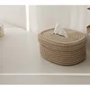 1pc Hand-Woven Fabric Tissue Box Holder-Stylish, Lightweight,Washable,Multifunctional Storage for Face Towels,Napkins on Home 3