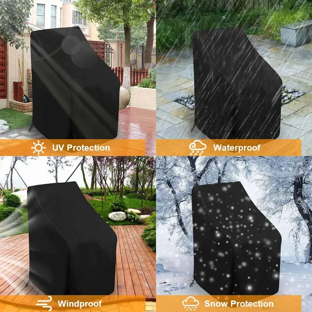 3 Sizes Dustproof Chair Organizer Stacked Chair Dust Cover Storage Bag Outdoor Garden Patio Furniture Protector Waterproof 5