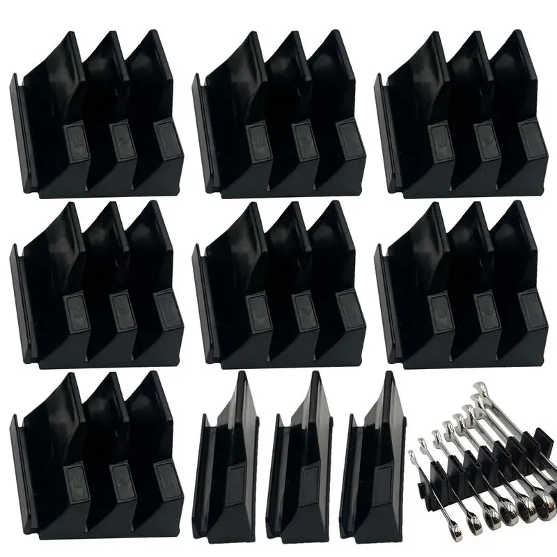 Magnetic Wrench Organizer Rack for Toolbox Wrench Holder Space-Saving Design Holds Up to 23 Wrenches Tool Drawer Storage Shelf