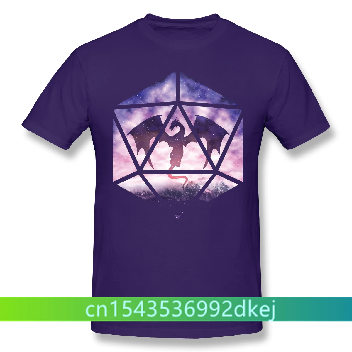 

Dungeon Master Adventure Games 2021 New Arrival T-Shirt Purple Sky Dragon D20 Unique Design Crewneck Cotton for Men