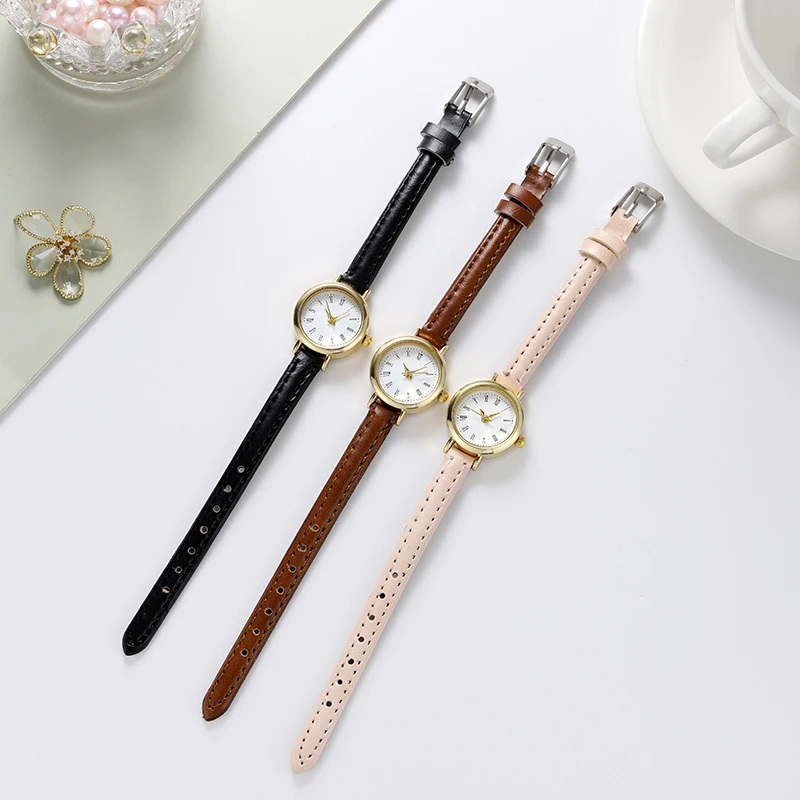 2022 new fashion small round girl's belt watch quartz women's watch gift13