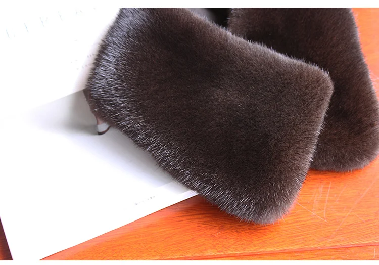 Nerz Pelz kragen Herren quadratischen Hals wärmer Mode Echtpelz schwarz braun Kragen natürlichen Nerz Pelz kragen für Mantel Jacke Winter – Detail 9