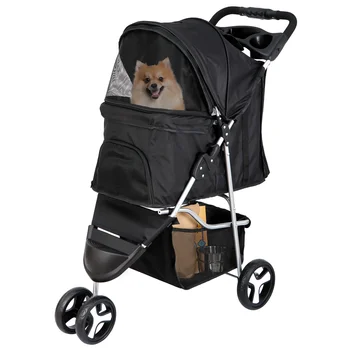 3 Wheels Travel Pet Stroller for Dogs and Cats Easy to Walk Foldable Stroller 1