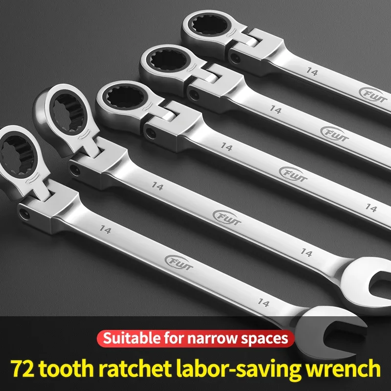 Ratchet Wrench 72-tooth Combination Plum Open End 180&deg; Rotation Chrome Vanadium Steel