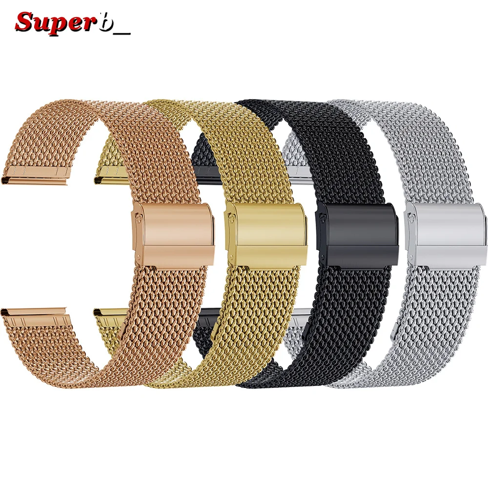 Premium Milanese Mesh Stainless Steel Watchband with Folding Buckle - Universal Strap, 16mm-20mm