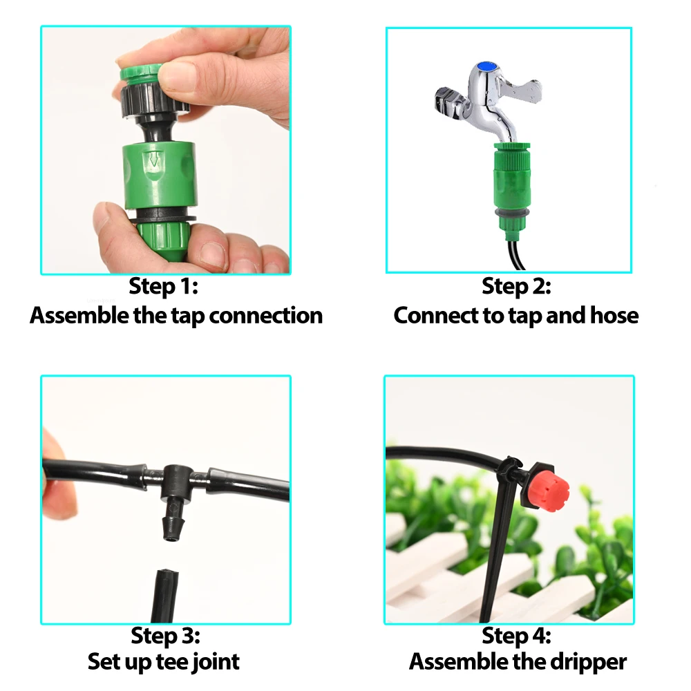 50M Self Automatic Garden Watering System Water Drip Irrigation System Plant Watering Kit Irrigation Drippers Mist Set 3