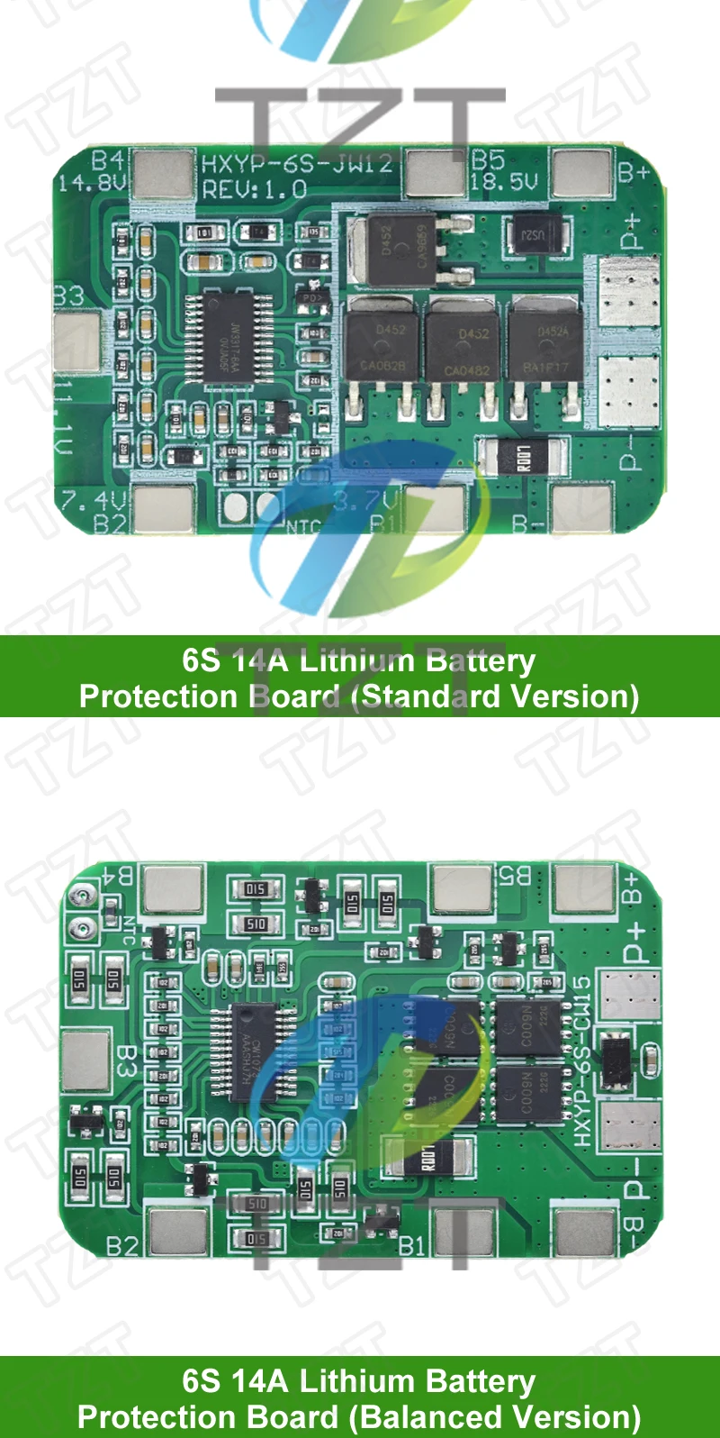 TZT 6S 22,2V 25,2V 14A 20A 18650 Li-Ionen-Lithium-Batterie-Ladeschutzplatine mit ausgewogenem PCB BMS 6er-Zellenmodul – Detail 7