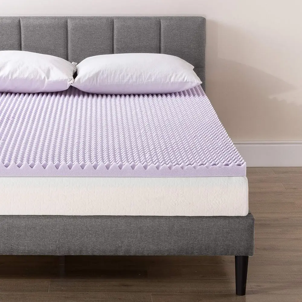 2 Twin Size Egg Crate Foam Mattress Topper with Lavender, Certi-Pur Certified, Dorm-Friendly