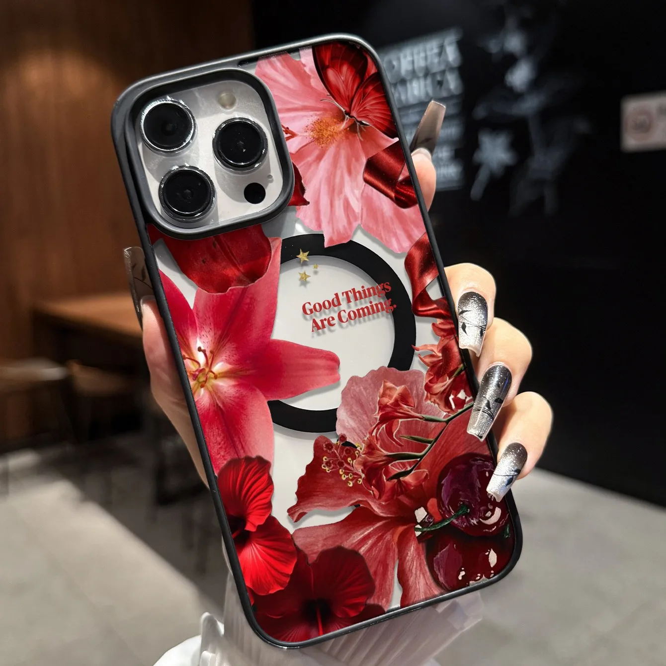 Floral Pattern Magnetic Phone Case - Premium Design Cover
