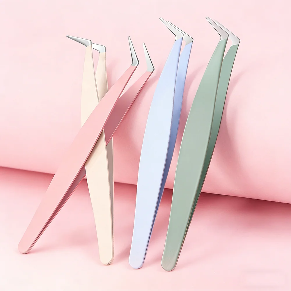 스테인레스 스틸 핀셋 스테인레스 스틸 접목 속눈썹 컬러 속눈썹 핀셋 메이크업용 고품질 인조 속눈썹 클립
