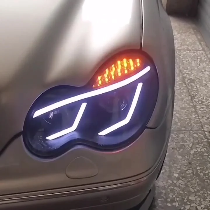 ベンツ用LEDヘッドライト,クラシックデザイン,フルアップグレード,w203 