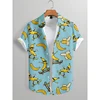 Hawaii Beach Shirt Mens Shirt Lapel Party Shirt Men Casual Street Short Sleeve Fashion Banana Animation Print Casual Short Shirt 3
