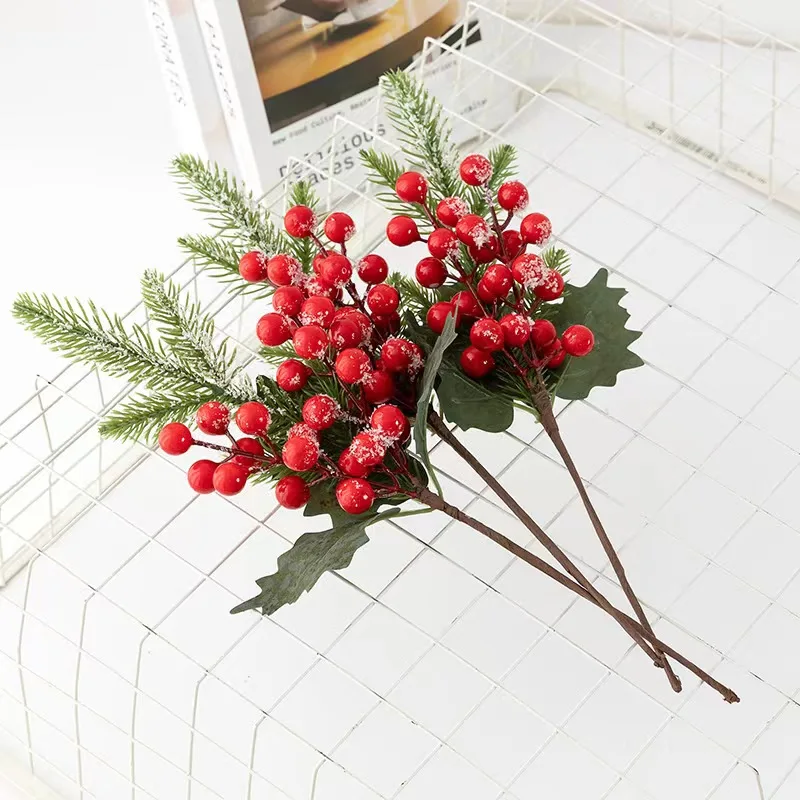 16X White Christmas Berries/Berry Stems Pine Branches & Artificial Pine  Cones/White Holly Spray/Wreath Picks For Decor - AliExpress