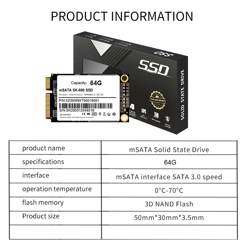 2026 1.8인치 MSSD 64GB HDD 1.8 하드 디스크 드라이브 디스코 내장형 솔리드 스테이트 드라이브 노트북 데스크탑용 8G USB 제공